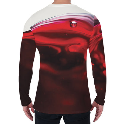 Red Wine Print Men's Long Sleeve T-Shirt