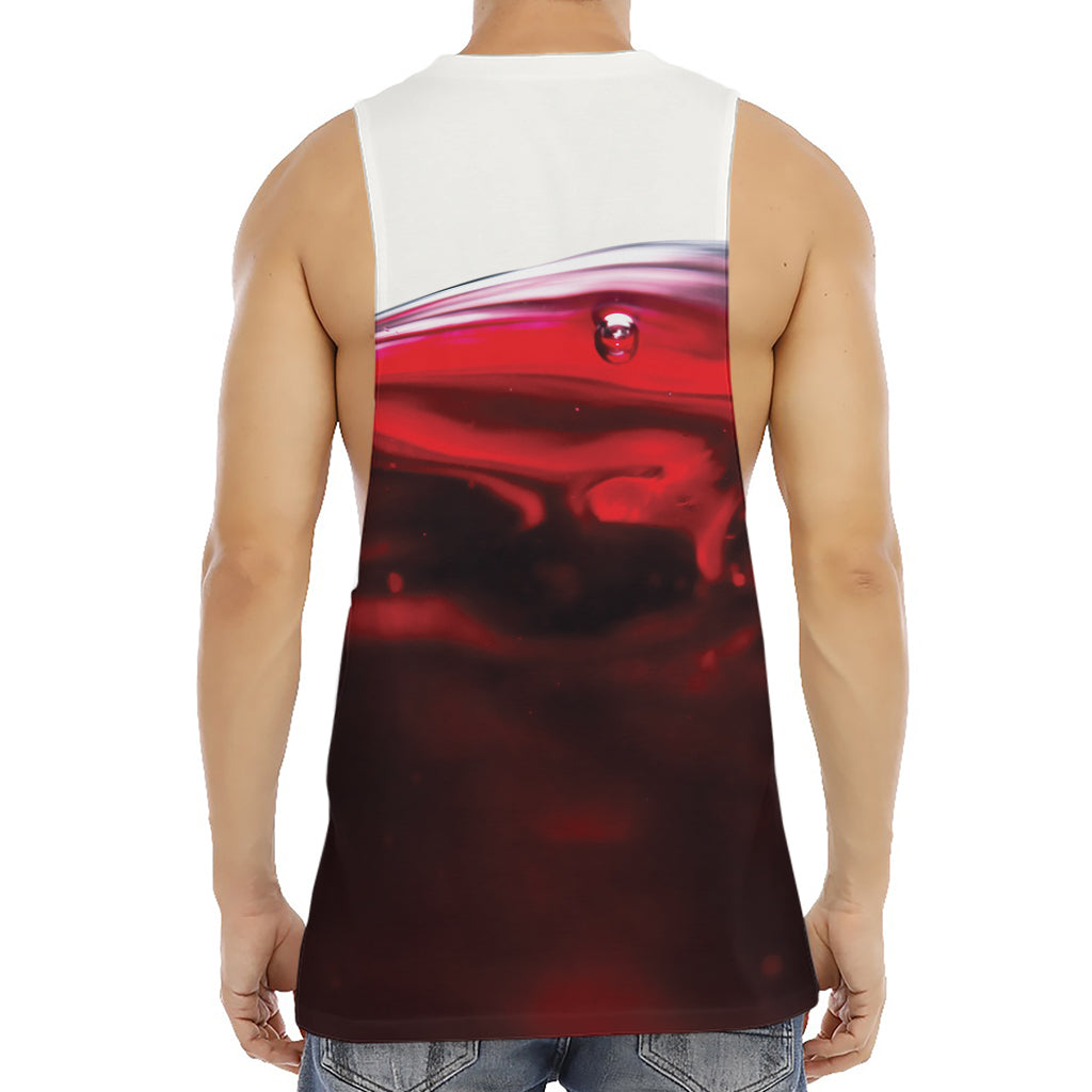 Red Wine Print Men's Muscle Tank Top