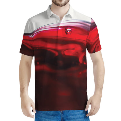 Red Wine Print Men's Polo Shirt