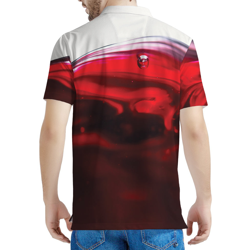 Red Wine Print Men's Polo Shirt
