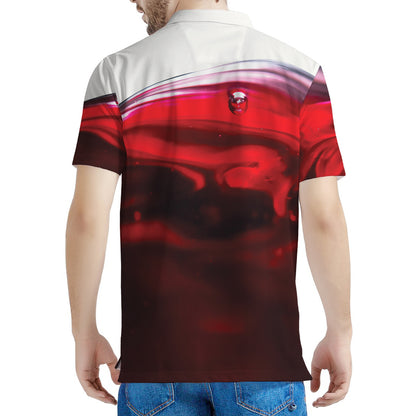 Red Wine Print Men's Polo Shirt