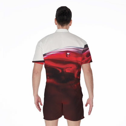 Red Wine Print Men's Rompers