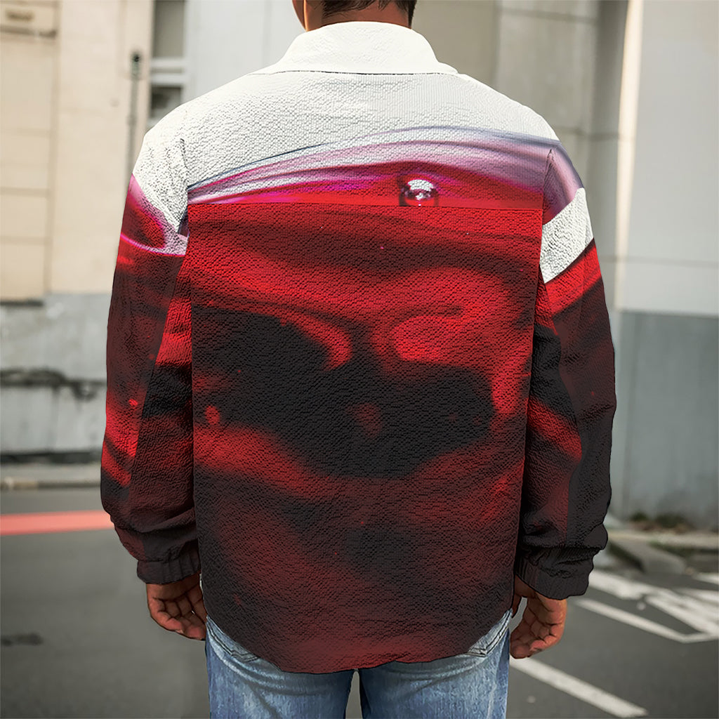 Red Wine Print Men's Shirt Jacket