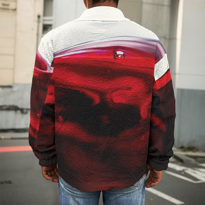 Red Wine Print Men's Shirt Jacket