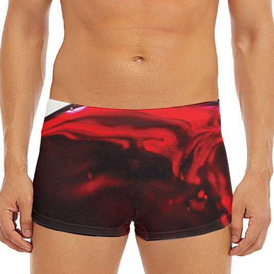 Red Wine Print Men's Short Boxer Briefs