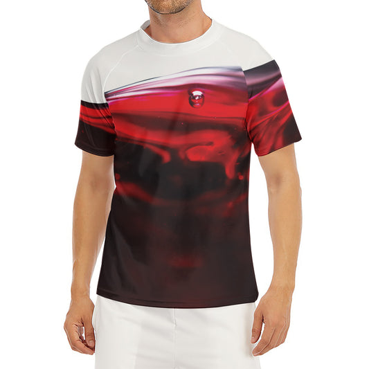 Red Wine Print Men's Short Sleeve Rash Guard