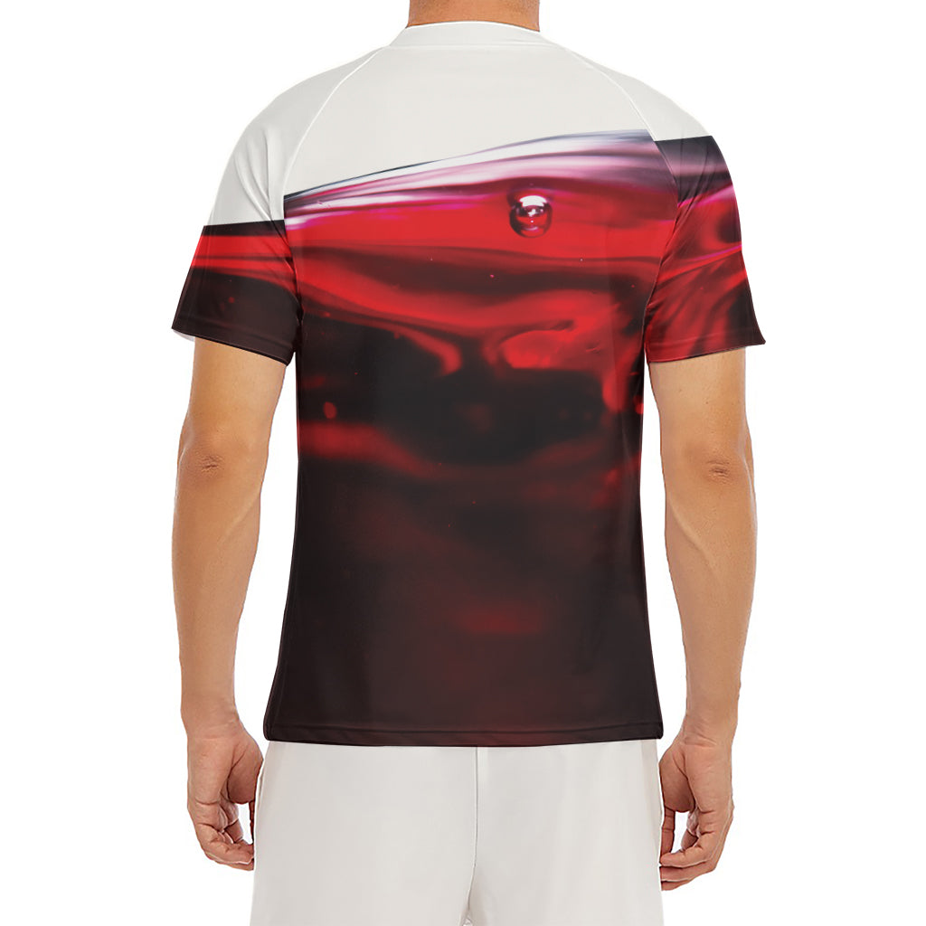 Red Wine Print Men's Short Sleeve Rash Guard