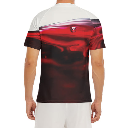 Red Wine Print Men's Short Sleeve Rash Guard