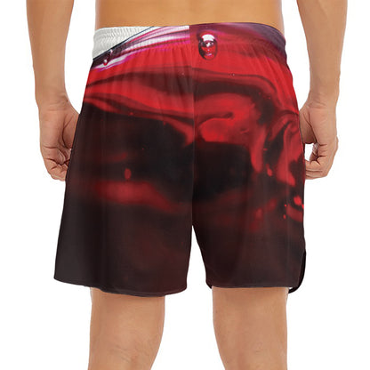 Red Wine Print Men's Split Running Shorts