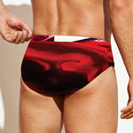 Red Wine Print Men's Swim Briefs
