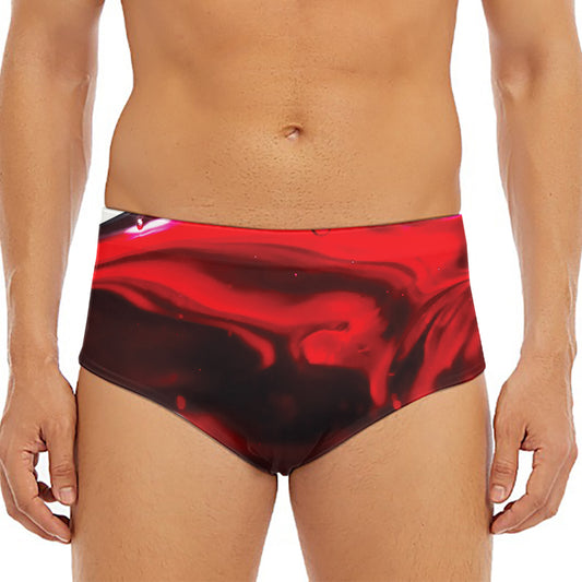 Red Wine Print Men's Triangle Swim Briefs