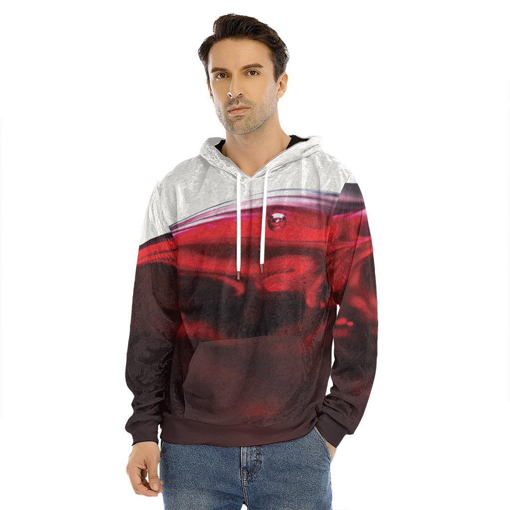 Red Wine Print Men's Velvet Pullover Hoodie