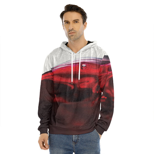 Red Wine Print Men's Velvet Pullover Hoodie