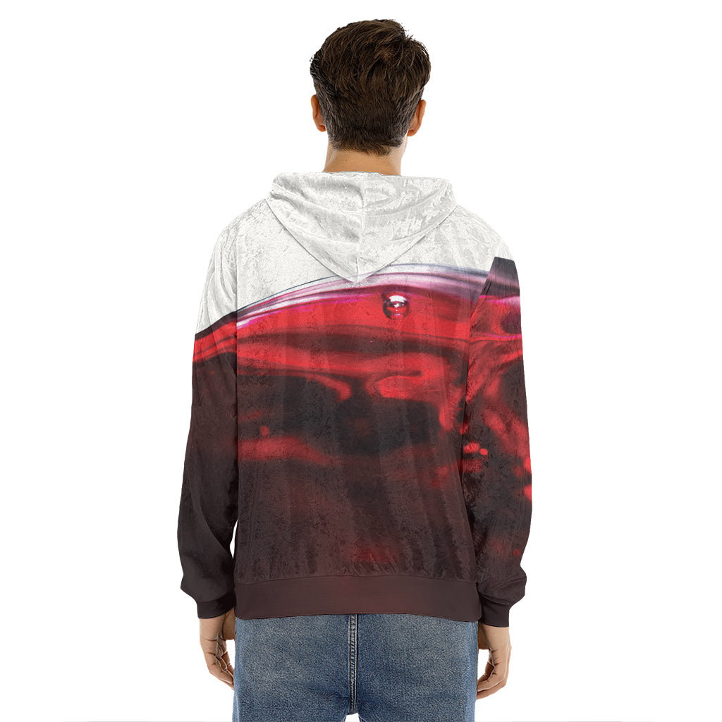 Red Wine Print Men's Velvet Pullover Hoodie