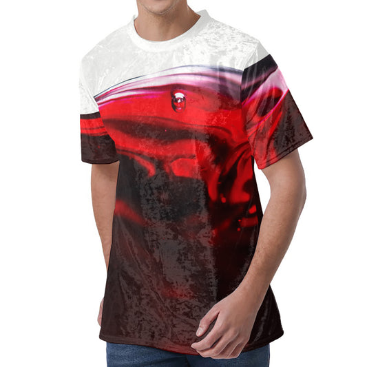 Red Wine Print Men's Velvet T-Shirt