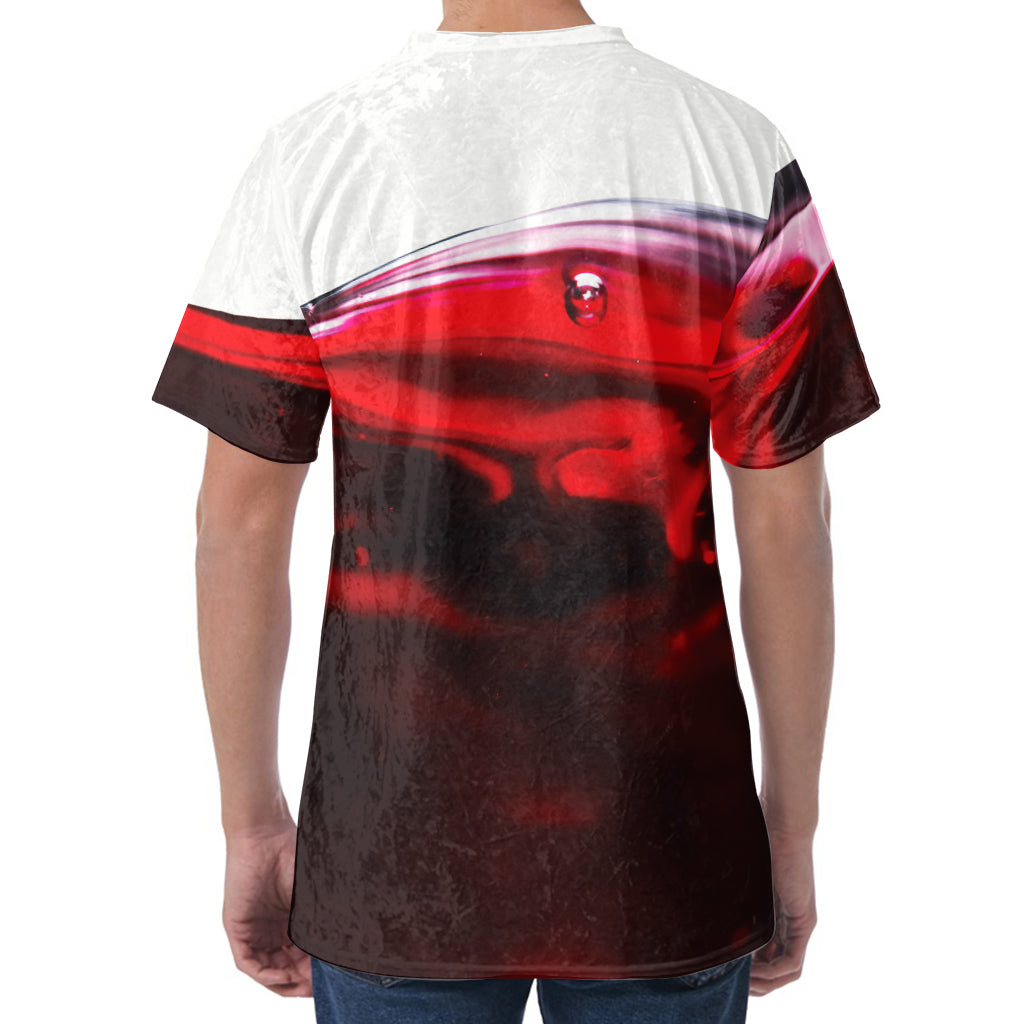 Red Wine Print Men's Velvet T-Shirt