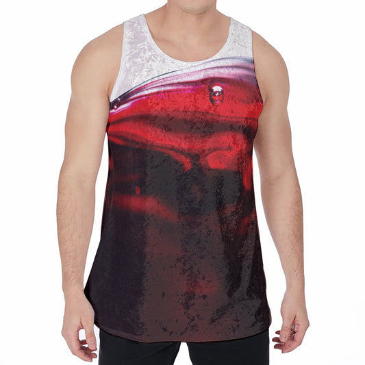 Red Wine Print Men's Velvet Tank Top