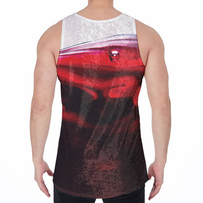 Red Wine Print Men's Velvet Tank Top