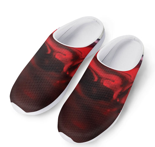 Red Wine Print Mesh Casual Shoes