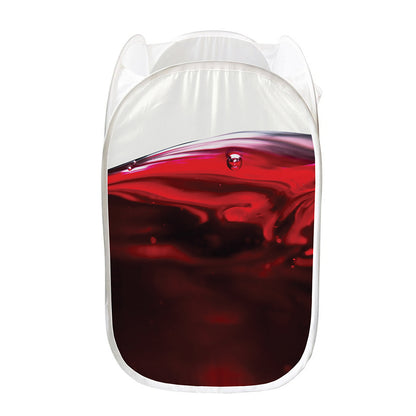 Red Wine Print Mesh Laundry Hamper