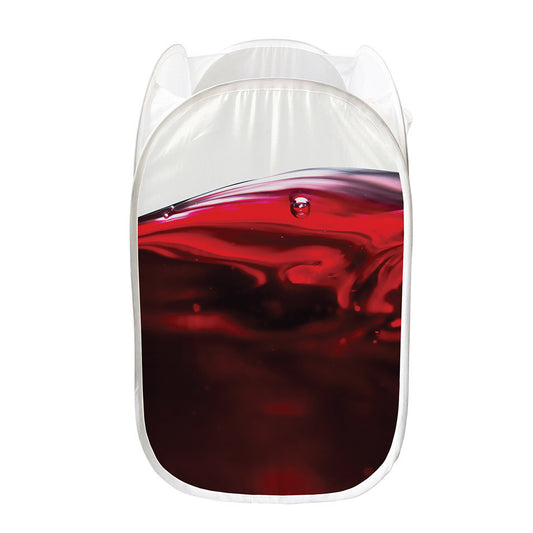 Red Wine Print Mesh Laundry Hamper