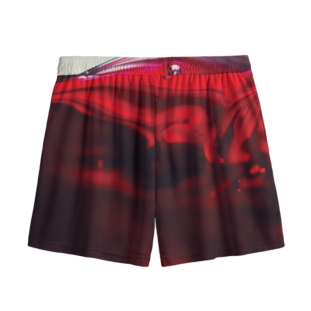 Red Wine Print Mesh Shorts