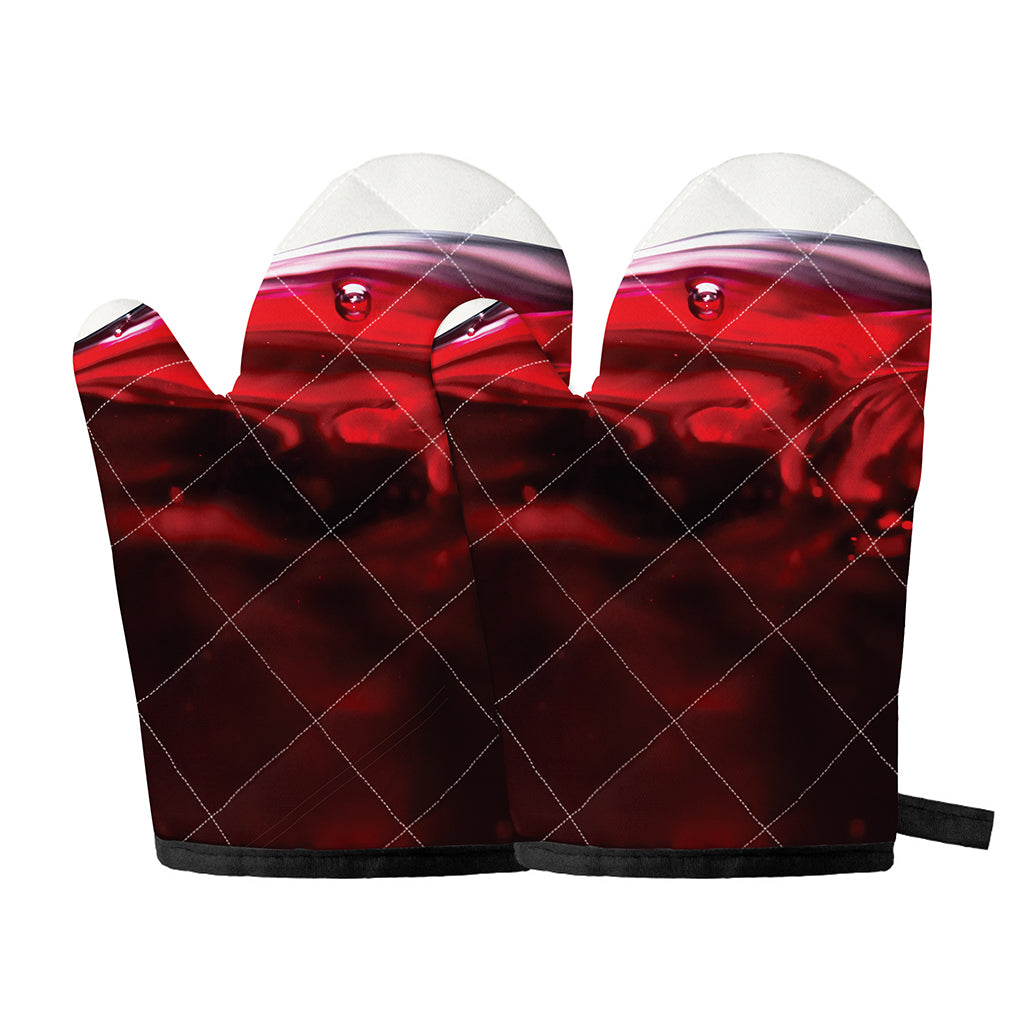 Red Wine Print Oven Mitts