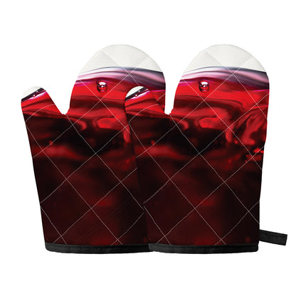 Red Wine Print Oven Mitts
