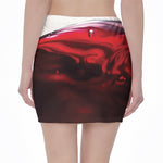 Red Wine Print Pencil Mini Skirt