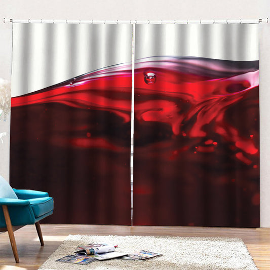 Red Wine Print Pencil Pleat Curtains