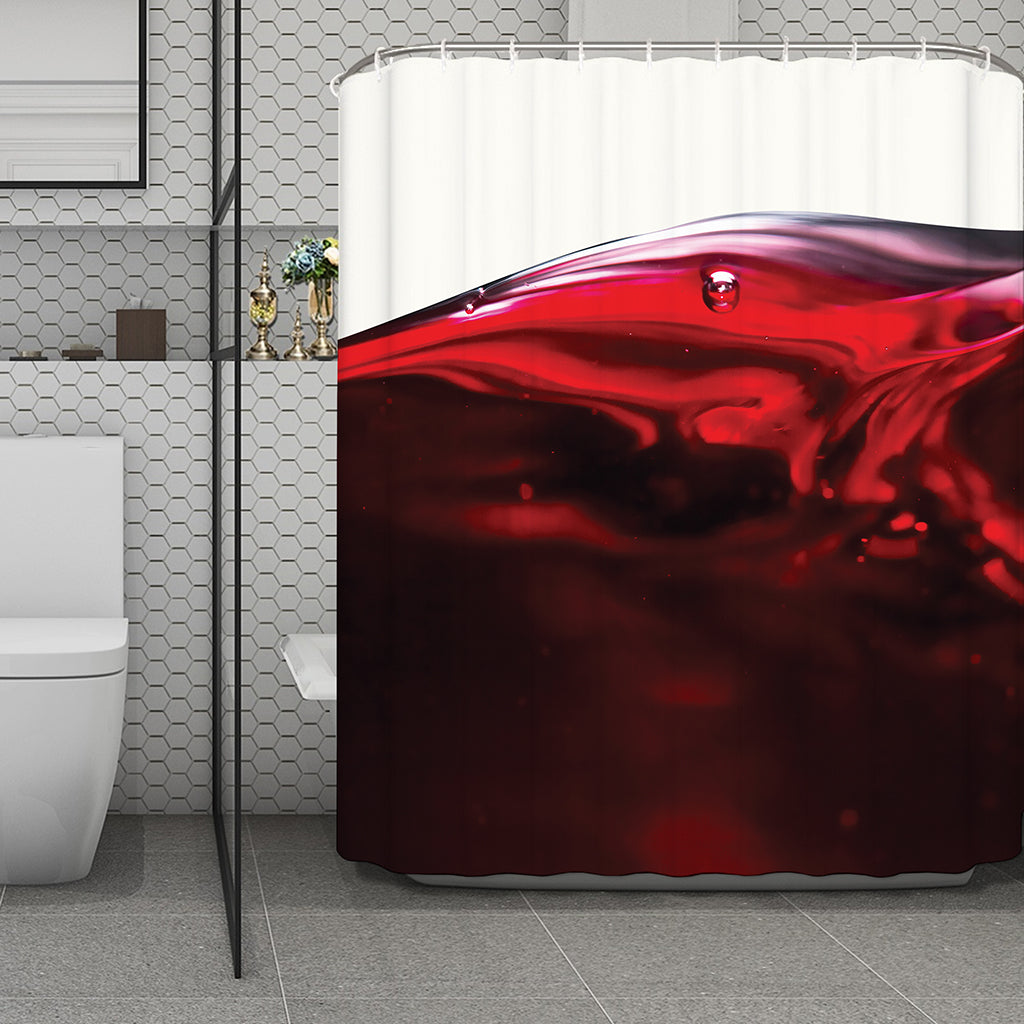 Red Wine Print Polyester Shower Curtain