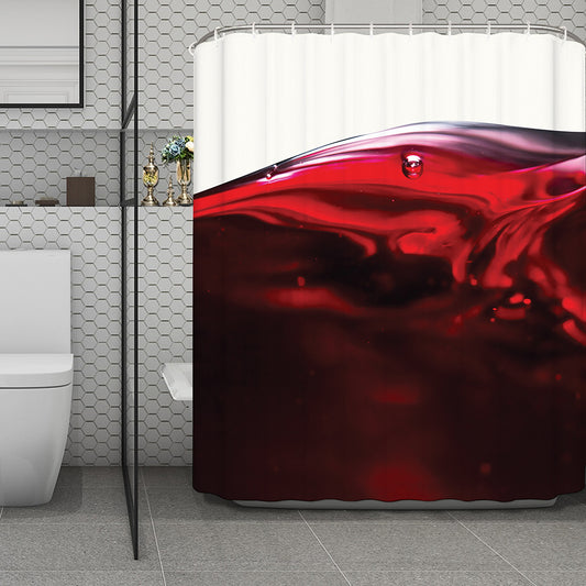 Red Wine Print Polyester Shower Curtain