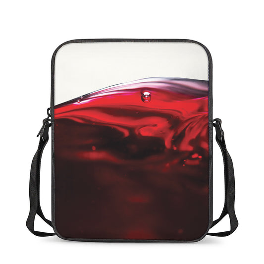 Red Wine Print Rectangular Crossbody Bag