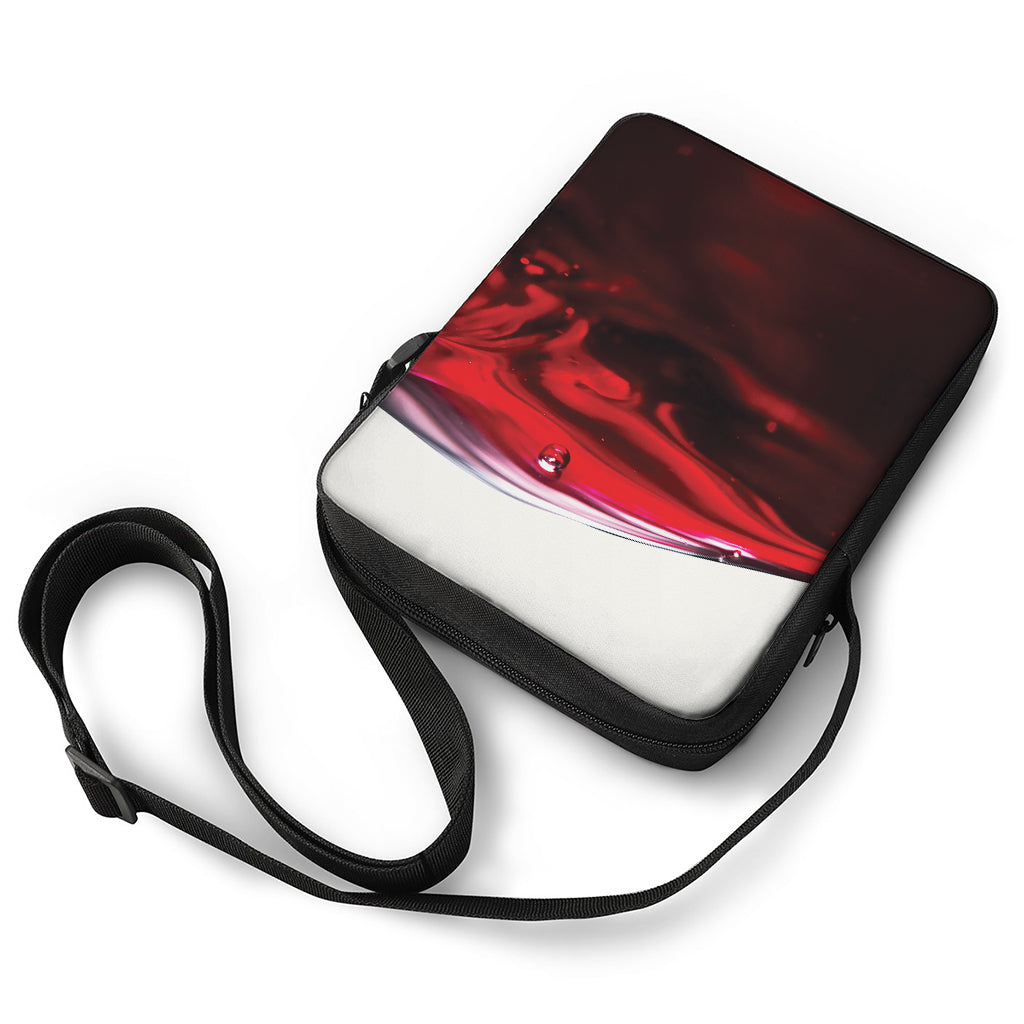 Red Wine Print Rectangular Crossbody Bag