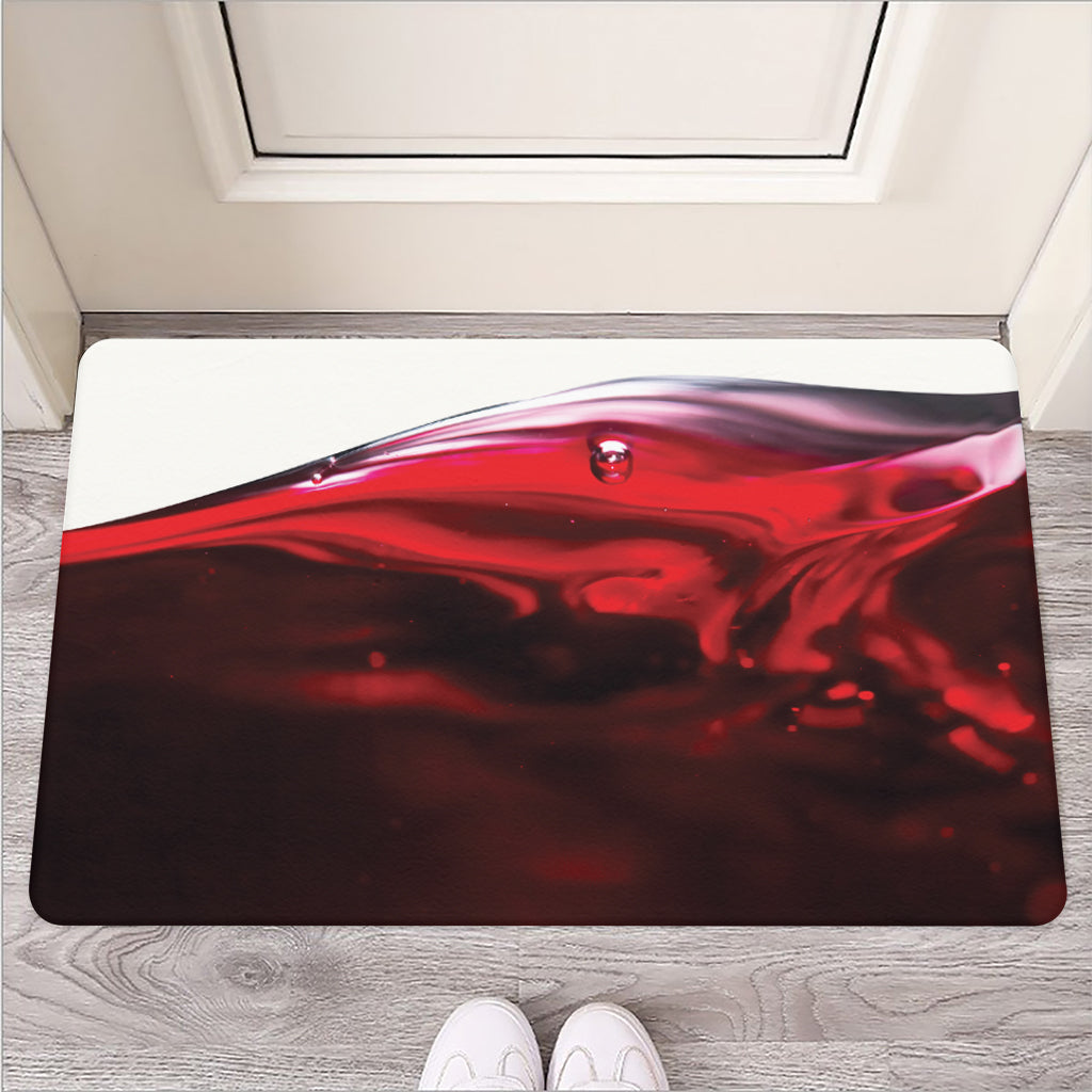 Red Wine Print Rubber Doormat