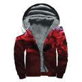Red Wine Print Sherpa Lined Zip Up Hoodie