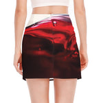 Red Wine Print Side Slit Mini Skirt