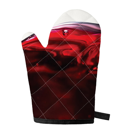 Red Wine Print Single Oven Mitt