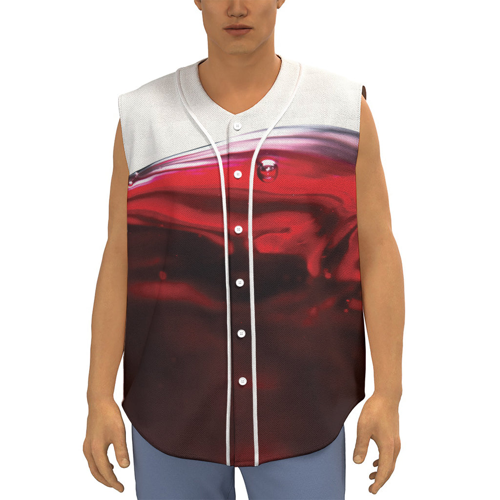 Red Wine Print Sleeveless Baseball Jersey