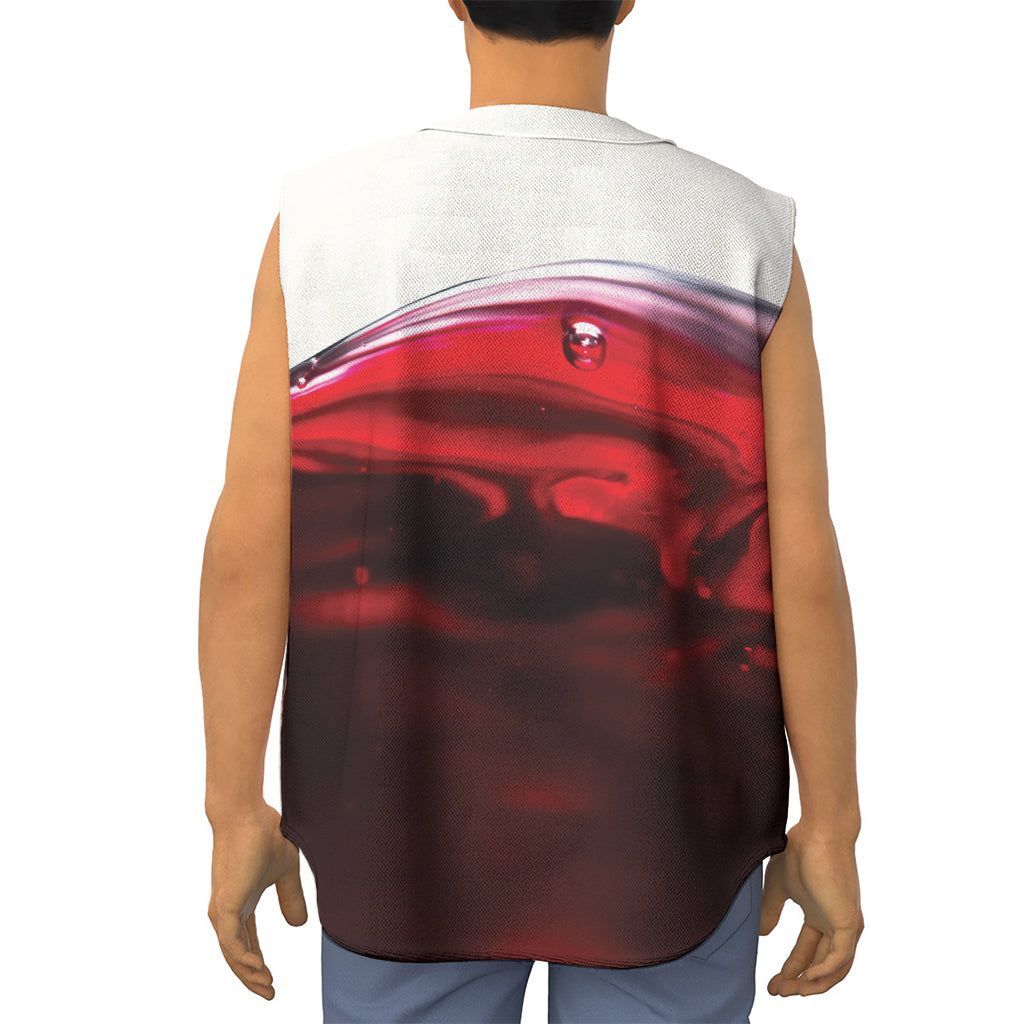 Red Wine Print Sleeveless Baseball Jersey
