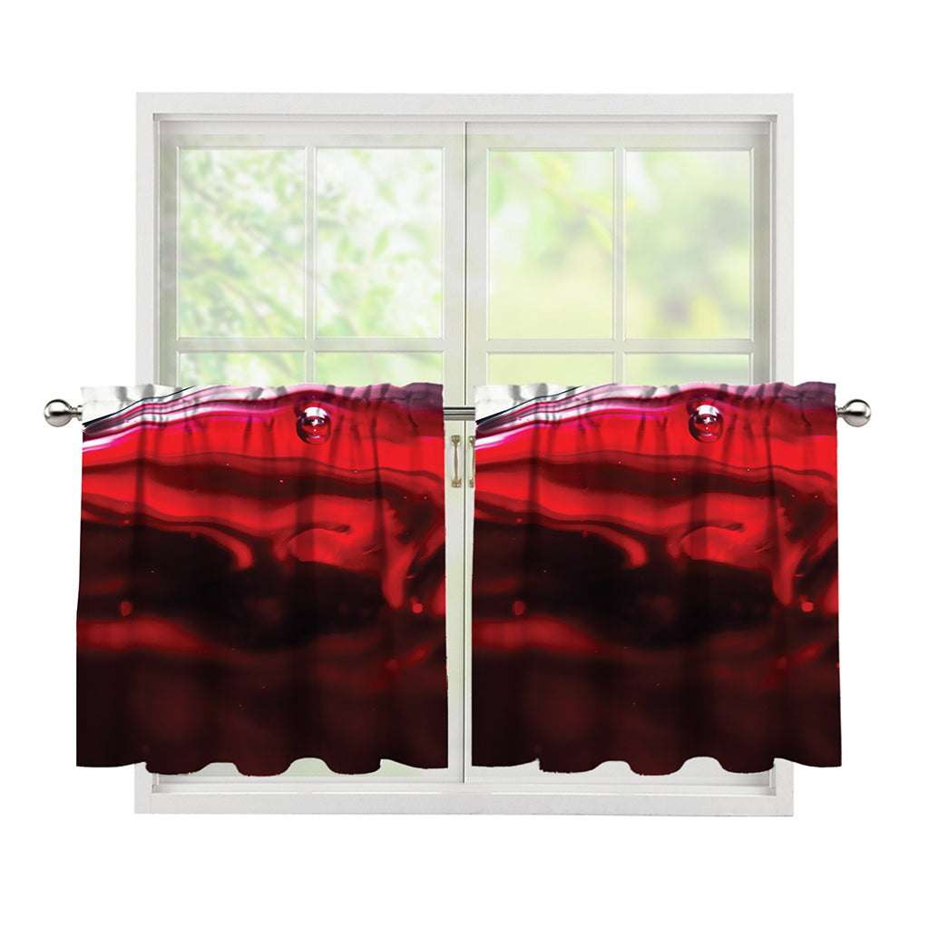 Red Wine Print Tier Curtains
