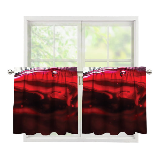 Red Wine Print Tier Curtains