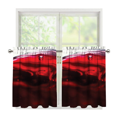 Red Wine Print Tier Curtains