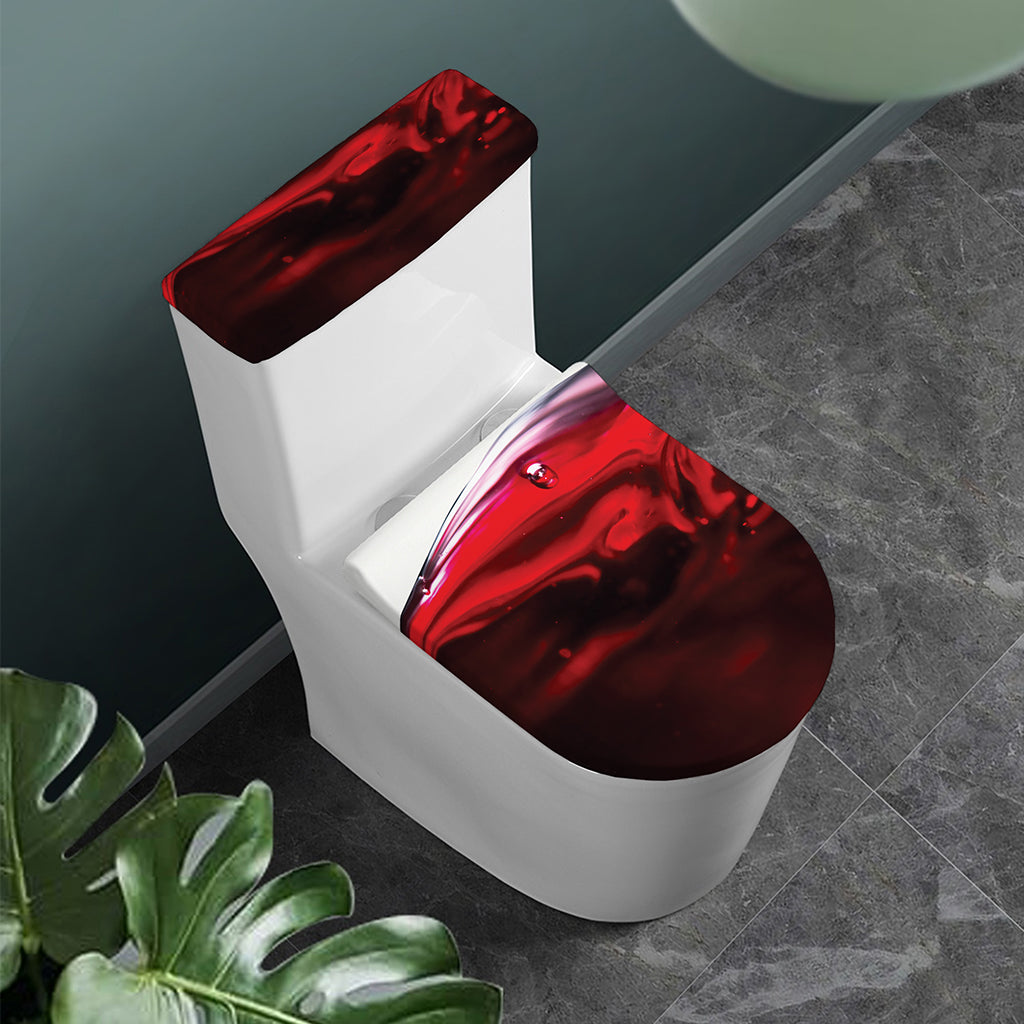 Red Wine Print Toilet Lid And Tank Cover Set