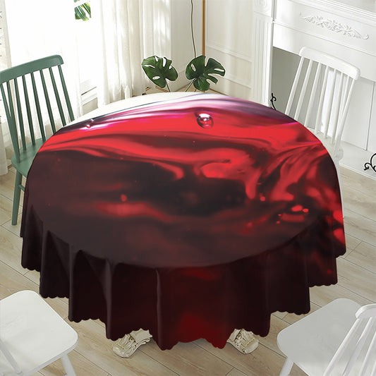 Red Wine Print Waterproof Round Tablecloth