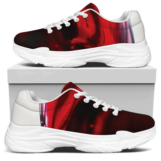 Red Wine Print White Chunky Shoes