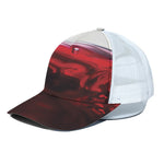 Red Wine Print White Mesh Trucker Cap