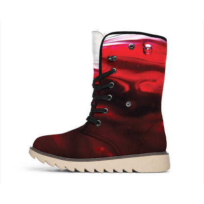 Red Wine Print Winter Boots