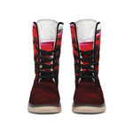 Red Wine Print Winter Boots