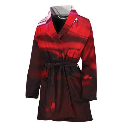 Red Wine Print Women's Bathrobe